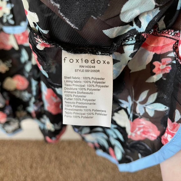 Foxiedox Darlene Ruffle Tiered Floral Print Keyhole Bodice Maxi Formal Dress Lrg - Picture 10 of 12